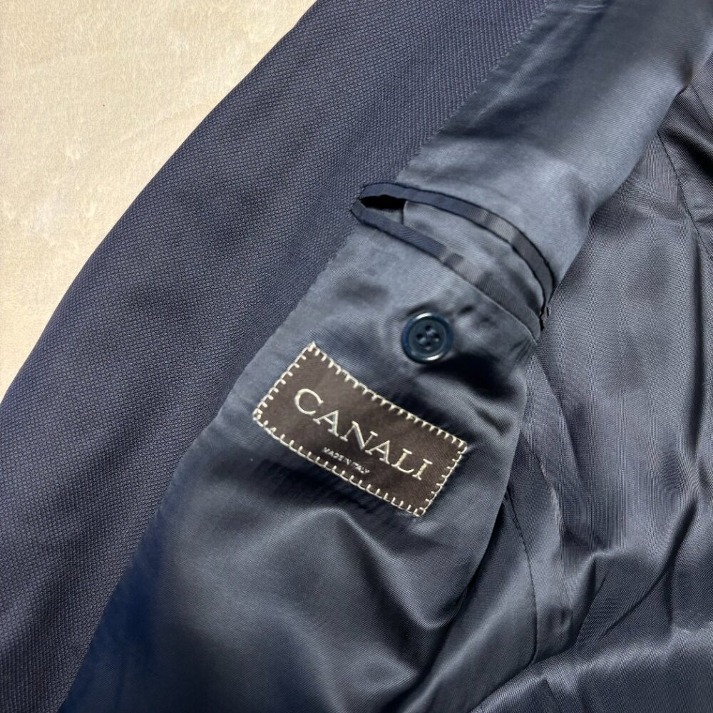 Canali Mens Blazer Size 56 Navy Blue Two Button Sport Coat Jacket Italy Wool - Picture 7 of 14